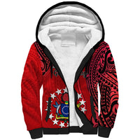 Personalised 20 July Atiu Island Gospel Day Sherpa Hoodie Cook Islands Tribal Pattern LT14 Unisex Red - Polynesian Pride