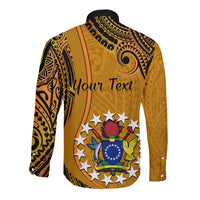 Personalised 15 August Rakahanga Island Gospel Day Long Sleeve Button Shirt Cook Islands Tribal Pattern LT14 - Polynesian Pride