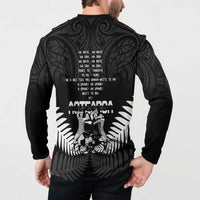New Zealand Silver Fern Rugby Button Sweatshirt Haka Dance With Aotearoa Maori Pattern