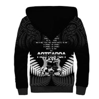 New Zealand Silver Fern Rugby Sherpa Hoodie Haka Dance With Aotearoa Maori Pattern LT14 - Polynesian Pride