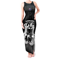 New Zealand Silver Fern Rugby Tank Maxi Dress Haka Dance With Aotearoa Maori Pattern LT14 Women Black - Polynesian Pride
