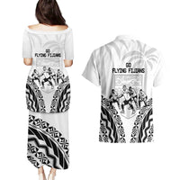 Fiji Tapa Rugby Couples Matching Puletasi and Hawaiian Shirt Cibi Dance With Fijian Pattern