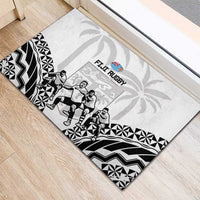 Fiji Tapa Rugby Rubber Doormat Cibi Dance With Fijian Pattern