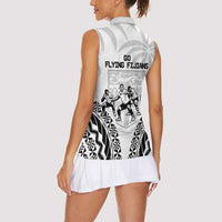 Fiji Tapa Rugby Women Sleeveless Polo Shirt Cibi Dance With Fijian Pattern