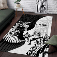 New Zealand And Fiji Tapa Rugby Area Rug Haka Dance Mix Cibi Dance Together