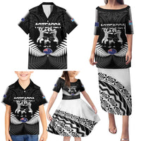 New Zealand And Fiji Tapa Rugby Family Matching Puletasi and Hawaiian Shirt Haka Dance Mix Cibi Dance Together