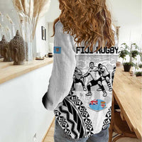New Zealand And Fiji Tapa Rugby Women Casual Shirt Haka Dance Mix Cibi Dance Together