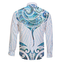 New Zealand Manta Ray Tattoo Family Matching Off Shoulder Maxi Dress and Hawaiian Shirt Aotearoa Maori Haehae Paua Shell LT14 - Polynesian Pride