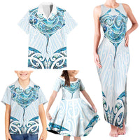 New Zealand Manta Ray Tattoo Family Matching Tank Maxi Dress and Hawaiian Shirt Aotearoa Maori Haehae Paua Shell LT14 - Polynesian Pride