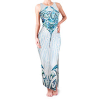 New Zealand Manta Ray Tattoo Family Matching Tank Maxi Dress and Hawaiian Shirt Aotearoa Maori Haehae Paua Shell LT14 Mom's Dress White - Polynesian Pride