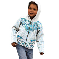 New Zealand Manta Ray Tattoo Kid Hoodie Aotearoa Maori Haehae Paua Shell - Polynesian Pride