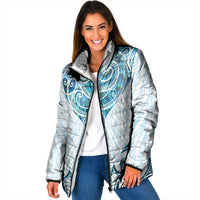 New Zealand Manta Ray Tattoo Padded Jacket Aotearoa Maori Haehae Paua Shell - Polynesian Pride