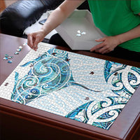 New Zealand Manta Ray Tattoo Puzzle Aotearoa Maori Haehae Paua Shell - Polynesian Pride