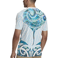 New Zealand Manta Ray Tattoo Rugby Jersey Aotearoa Maori Haehae Paua Shell - Polynesian Pride