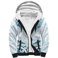 New Zealand Manta Ray Tattoo Sherpa Hoodie Aotearoa Maori Haehae Paua Shell LT14 Unisex White - Polynesian Pride