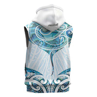 New Zealand Manta Ray Tattoo Sleeveless Zip Hoodie Aotearoa Maori Haehae Paua Shell LT14 - Polynesian Pride
