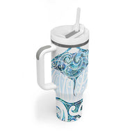 New Zealand Manta Ray Tattoo Tumbler With Handle Aotearoa Maori Haehae Paua Shell LT14 - Polynesian Pride