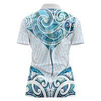 New Zealand Manta Ray Tattoo Women Polo Shirt Aotearoa Maori Haehae Paua Shell - Polynesian Pride