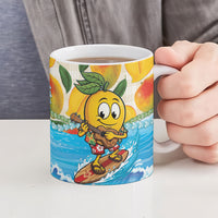 Aloha Hawaii Summer Ceramic Mug Hawaiian Lei Surfing Mango Palaka Motifs