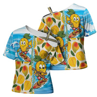 Aloha Hawaii Summer Cross Shoulder Shirt Hawaiian Lei Surfing Mango Palaka Motifs