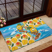 Aloha Hawaii Summer Rubber Doormat Hawaiian Lei Surfing Mango Palaka Motifs