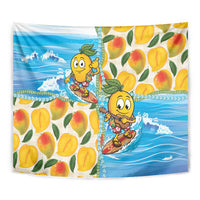 Aloha Hawaii Summer Tapestry Hawaiian Lei Surfing Mango Palaka Motifs