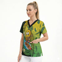 Hawaii Surfing Mango Scrub Top Manako Polynesian Fish Hook