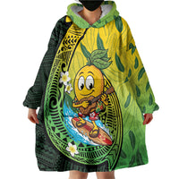 Hawaii Surfing Mango Wearable Blanket Hoodie Manako Polynesian Fish Hook