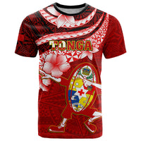 Tonga Rugby T Shirt Ikale Tahi Tongan Ngatu Pattern With Dabbing Ball LT14 Red - Polynesian Pride