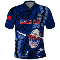 Samoa Rugby Polo Shirt Manu Samoa Ula Fala Dabbing Ball Polynesian Blue Version LT14 Blue - Polynesian Pride