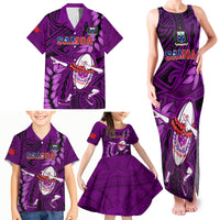 Samoa Rugby Family Matching Tank Maxi Dress and Hawaiian Shirt Manu Samoa Ula Fala Dabbing Ball Polynesian Purple Version LT14 Purple - Polynesian Pride