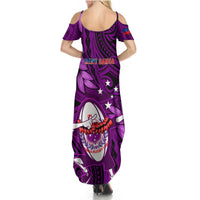 Samoa Rugby Summer Maxi Dress Manu Samoa Ula Fala Dabbing Ball Polynesian Purple Version LT14 - Polynesian Pride