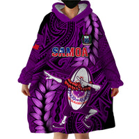 Samoa Rugby Wearable Blanket Hoodie Manu Samoa Ula Fala Dabbing Ball Polynesian Purple Version LT14 - Polynesian Pride