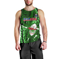 Samoa Rugby Men Tank Top Manu Samoa Ula Fala Dabbing Ball Polynesian Green Version LT14 - Polynesian Pride