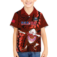 Samoa Rugby Family Matching Long Sleeve Bodycon Dress and Hawaiian Shirt Manu Samoa Ula Fala Dabbing Ball Polynesian Red Version LT14 - Polynesian Pride