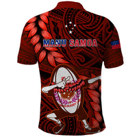 Samoa Rugby Polo Shirt Manu Samoa Ula Fala Dabbing Ball Polynesian Red Version LT14 - Polynesian Pride