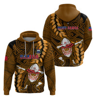 Samoa Rugby Hoodie Manu Samoa Ula Fala Dabbing Ball Polynesian Gold Version LT14 - Polynesian Pride