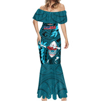 Samoa Rugby Mermaid Dress Manu Samoa Ula Fala Dabbing Ball Polynesian Turquoise Version LT14 - Polynesian Pride