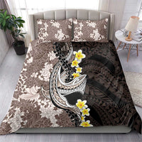 Brown and Black Hawaii Shark Tattoo Bedding Set Puakenikeni Lei Plumeria Polynesian Pattern - Polynesian Pride