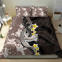 Brown and Black Hawaii Shark Tattoo Bedding Set Puakenikeni Lei Plumeria Polynesian Pattern - Polynesian Pride