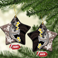 Brown and Black Hawaii Shark Tattoo Ceramic Ornament Puakenikeni Lei Plumeria Polynesian Pattern - Polynesian Pride