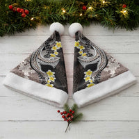 Brown and Black Hawaii Shark Tattoo Christmas Santa Hat Puakenikeni Lei Plumeria Polynesian Pattern - Polynesian Pride