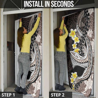 Brown and Black Hawaii Shark Tattoo Door Cover Puakenikeni Lei Plumeria Polynesian Pattern - Polynesian Pride