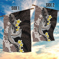 Brown and Black Hawaii Shark Tattoo Garden Flag Puakenikeni Lei Plumeria Polynesian Pattern - Polynesian Pride