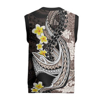 Brown and Black Hawaii Shark Tattoo Christmas Knitted V-Neck Vest Puakenikeni Lei Plumeria Polynesian Pattern - Polynesian Pride