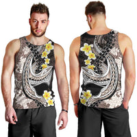 Brown and Black Hawaii Shark Tattoo Men Tank Top Puakenikeni Lei Plumeria Polynesian Pattern - Polynesian Pride