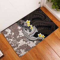 Brown and Black Hawaii Shark Tattoo Rubber Doormat Puakenikeni Lei Plumeria Polynesian Pattern - Polynesian Pride