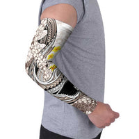 Brown and White Hawaii Shark Tattoo Arm Sleeves Puakenikeni Lei Plumeria Polynesian Pattern - Polynesian Pride