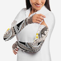 Brown and White Hawaii Shark Tattoo Arm Sleeves Puakenikeni Lei Plumeria Polynesian Pattern - Polynesian Pride