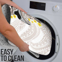 Brown and White Hawaii Shark Tattoo Bathroom Set Puakenikeni Lei Plumeria Polynesian Pattern - Polynesian Pride